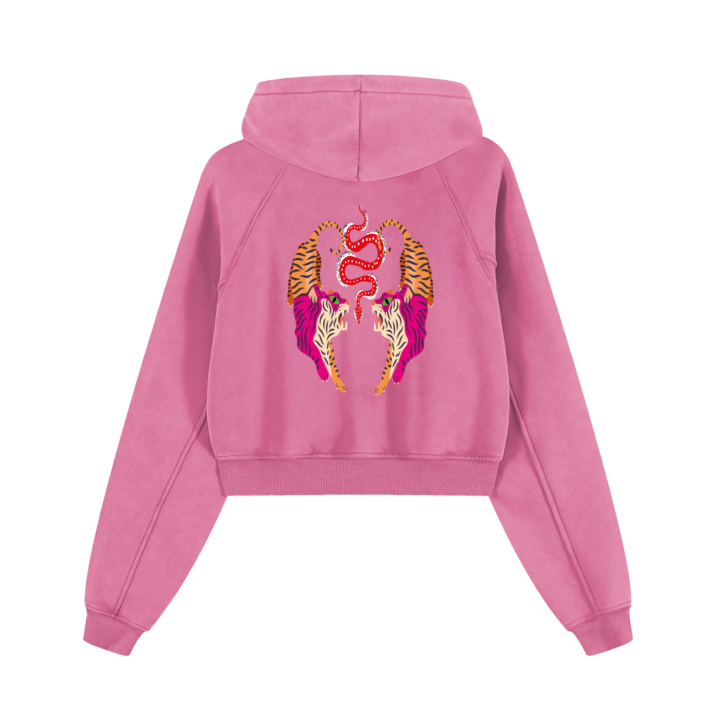 Tiger Balm Pink Premium Quality Snow Washed Cropped Hoodie