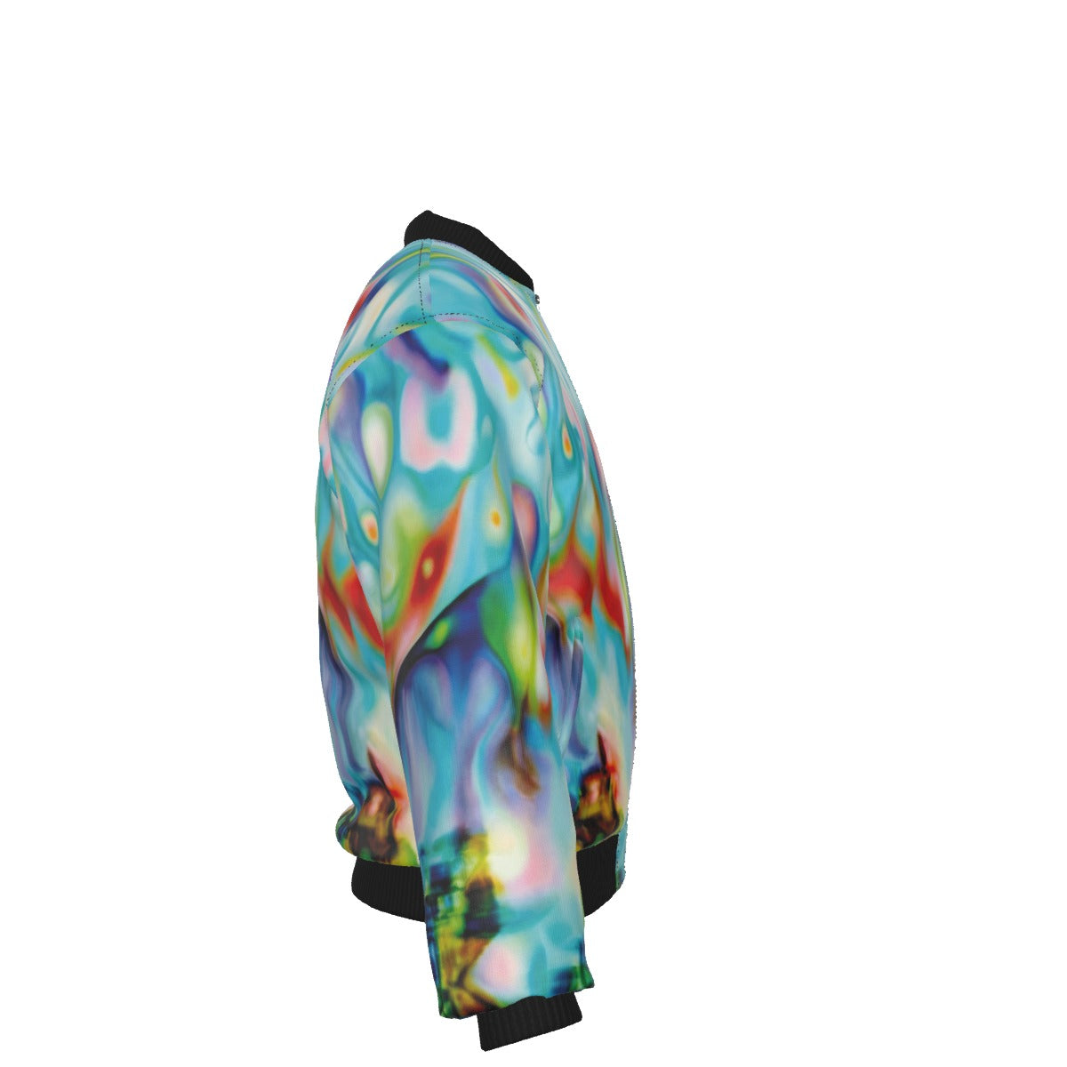 Colorful abstract patterned jacket on a white background