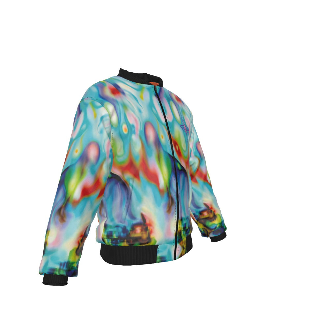 Colorful jacket with abstract design on a white background