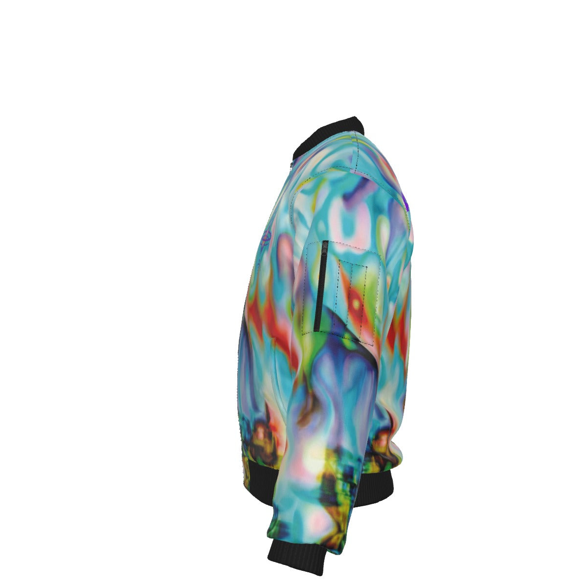 Colorful jacket with abstract design on a white background