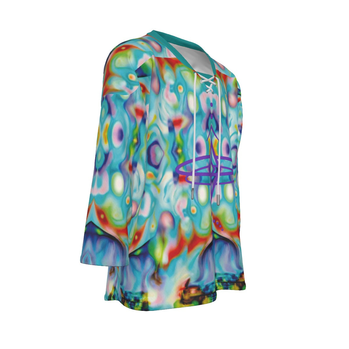 Colorful tie-dye jersey on a white background