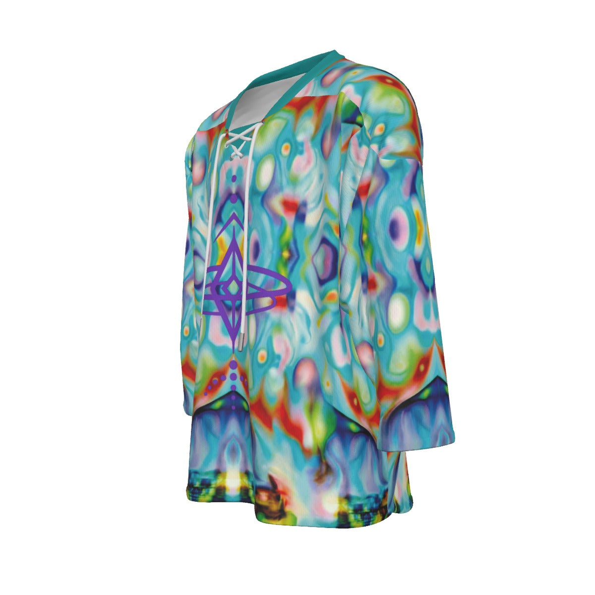 Colorful tie-dye jersey on a white background