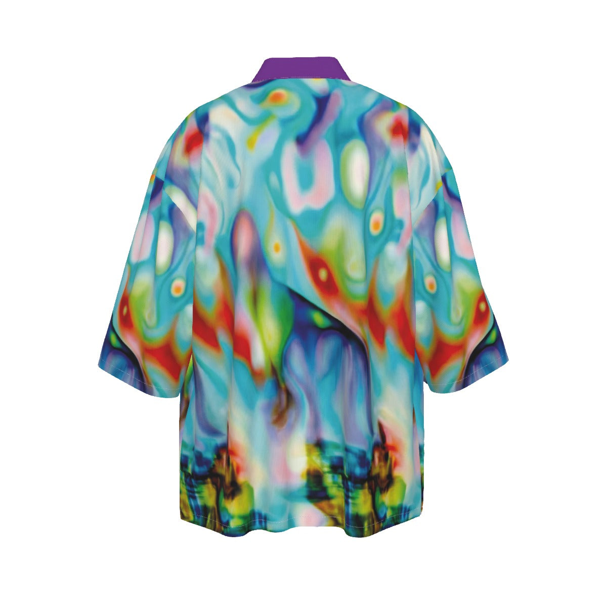 Colorful abstract patterned garment on a white background