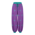 Purple pajama pants with teal accents on a white background