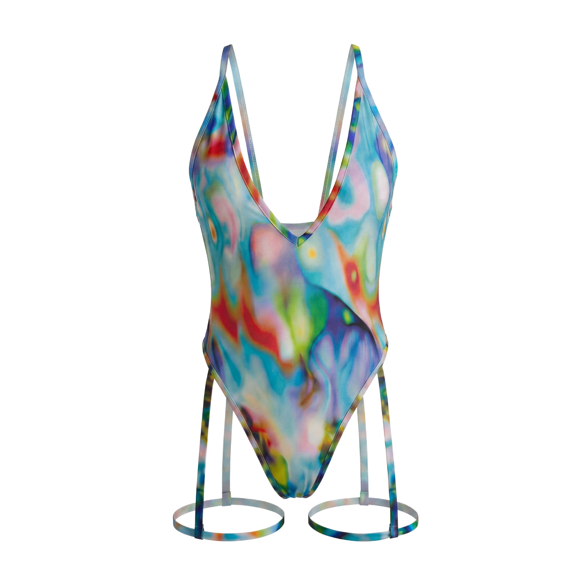 Multicolored swimsuit on a white background
