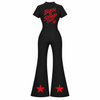 BTSO Tight Flared Leg Quarter-Zip Jumpsuit