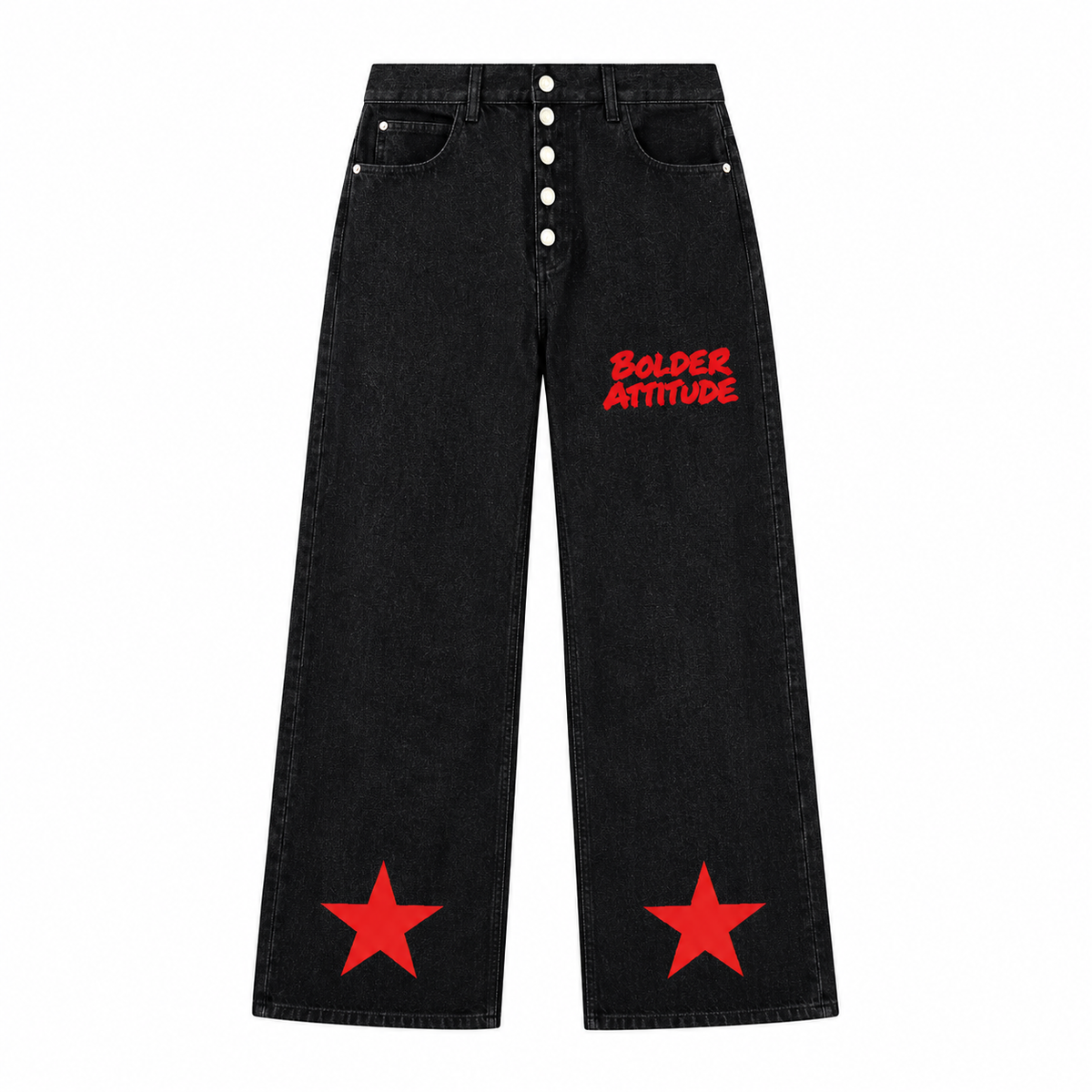 BTSO Vintage Wash Wide Leg Denim Jeans