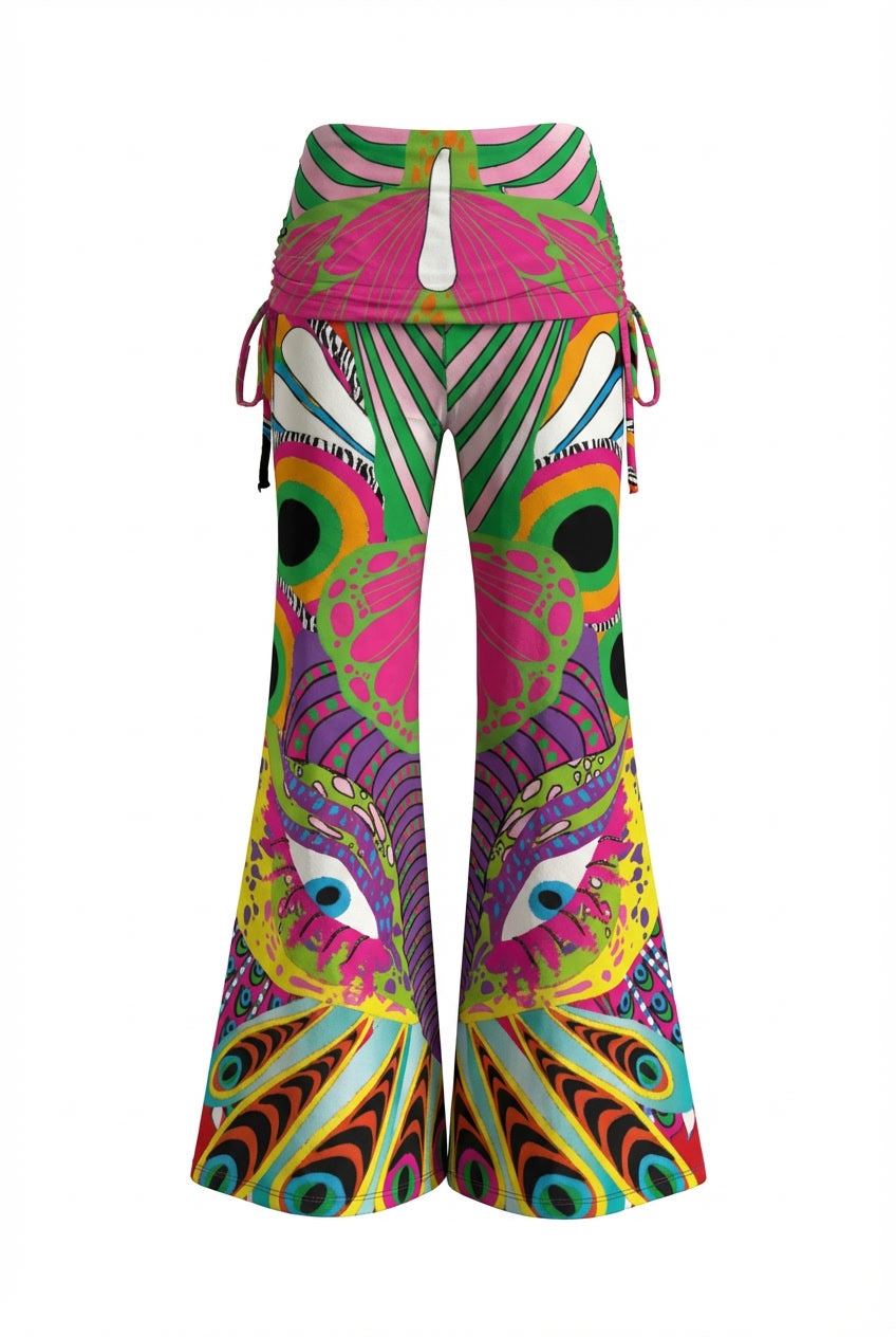 Colorful patterned pants on a white background