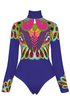 Colorful bodysuit with intricate patterns on a white background