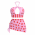 Pink and red bikini set with star and stripe patterns on a white background