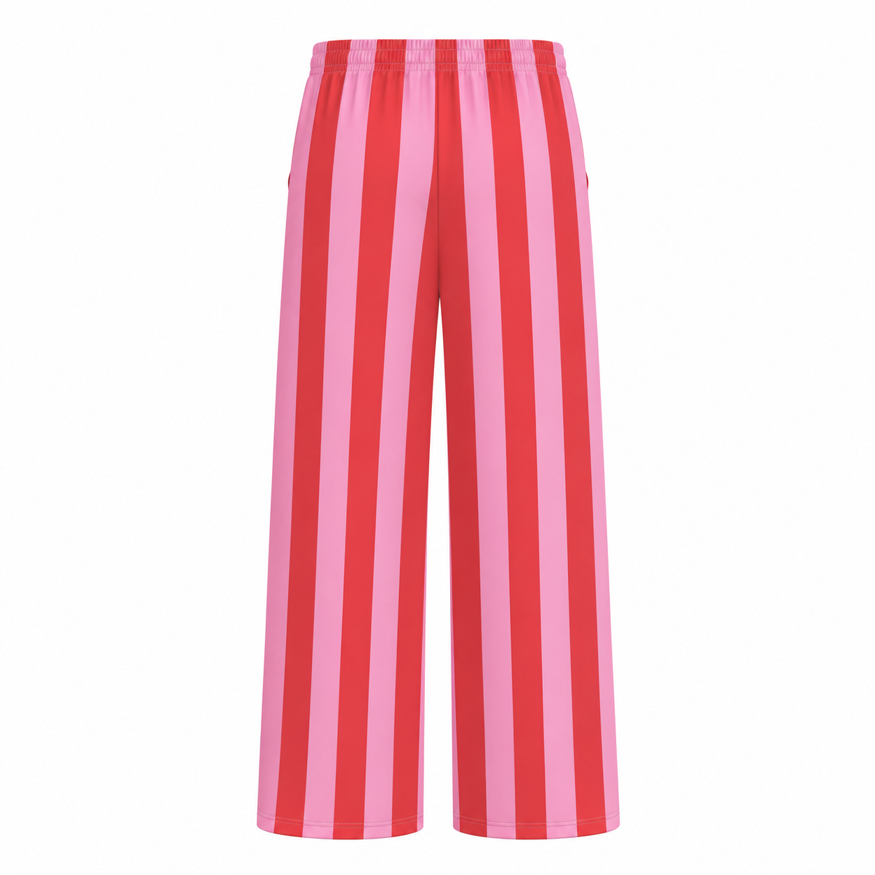 Red and pink striped pants on a white background