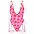 Pink swimsuit with red star pattern on a white background