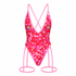 Pink and red patterned swimsuit on a white background