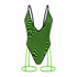 Green and black striped swimsuit on a white background