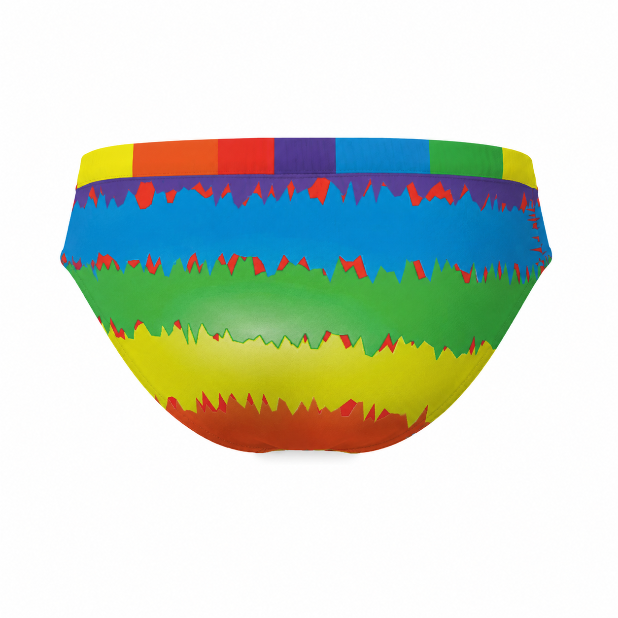 Colorful inflatable bowl with a striped pattern on a white background