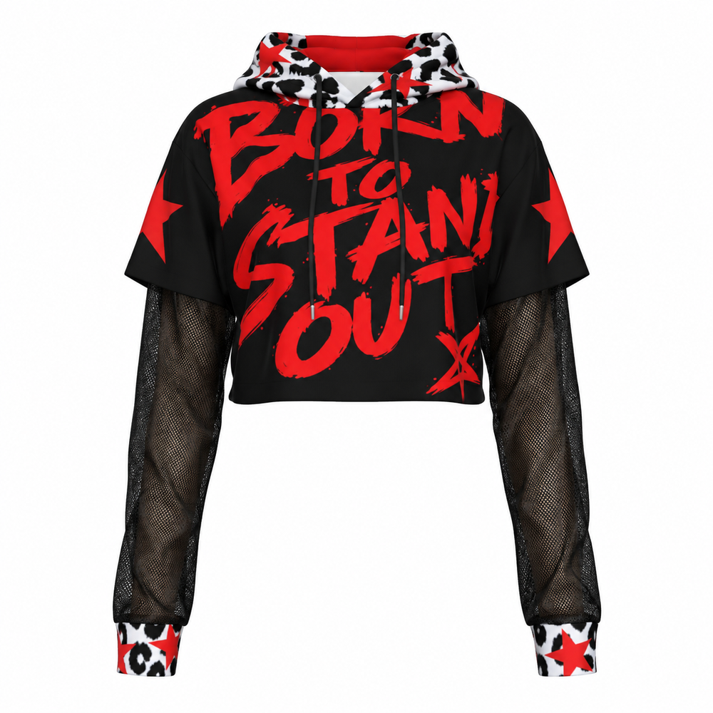 BTSO Two-piece Mesh Sleeve Cropped Hoodie