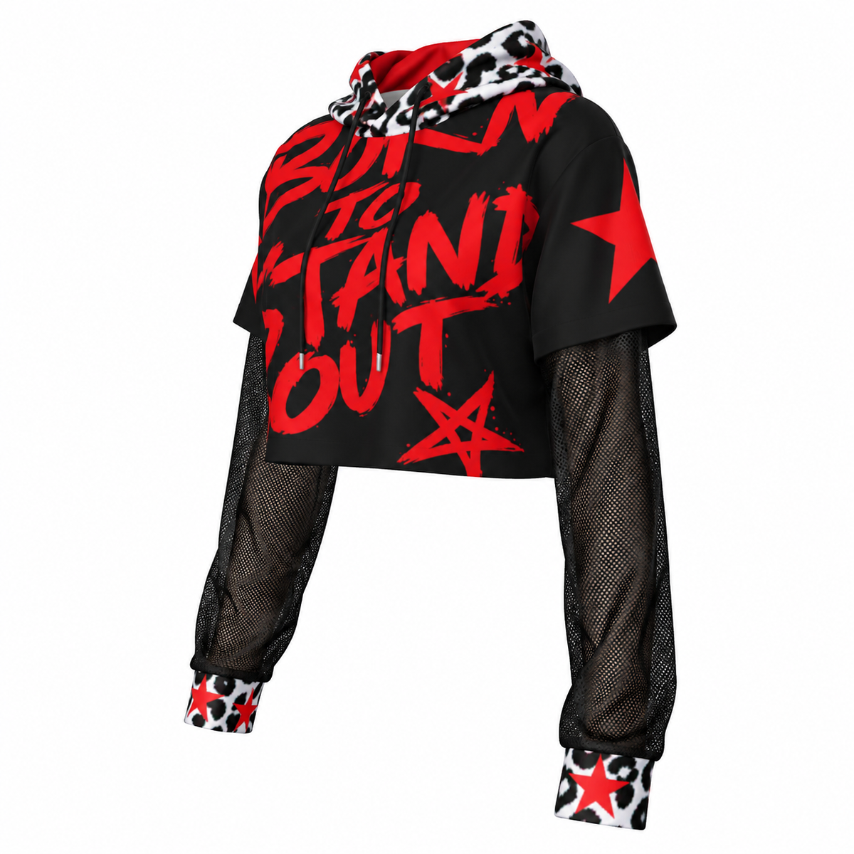 BTSO Two-piece Mesh Sleeve Cropped Hoodie