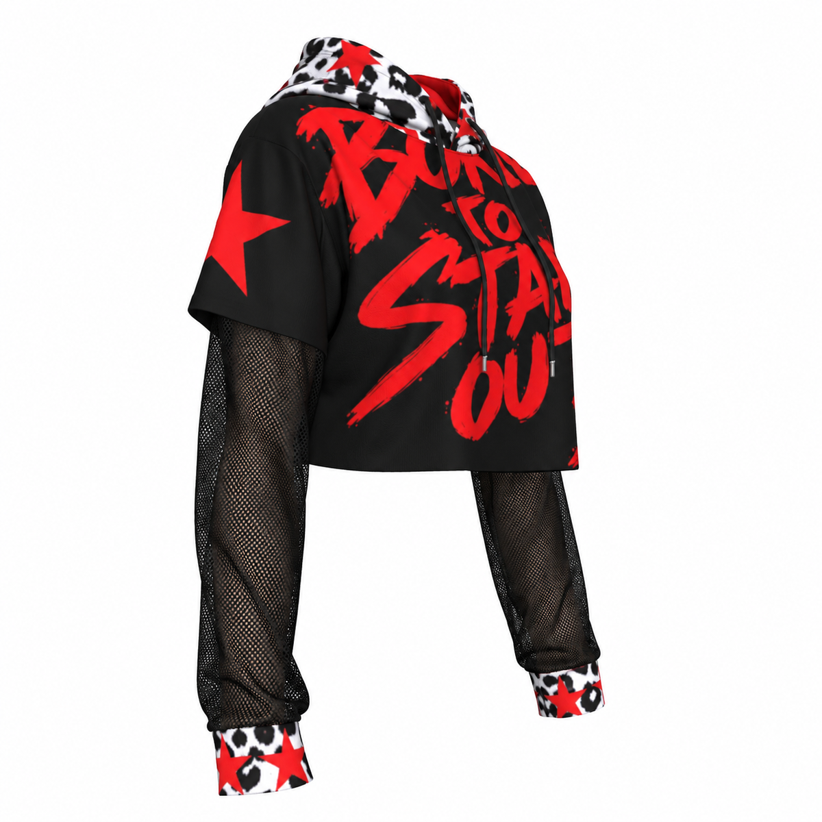 BTSO Two-piece Mesh Sleeve Cropped Hoodie