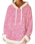 Pink hoodie with white fur lining on a white background