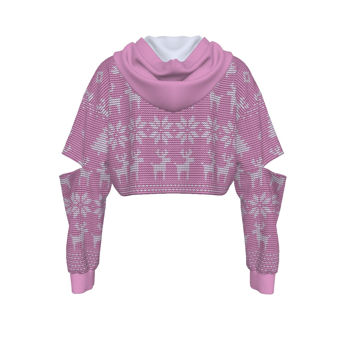 Santa Baby Pink Women's Heavy Fleece Hoodie With Hollow Out Sleeve