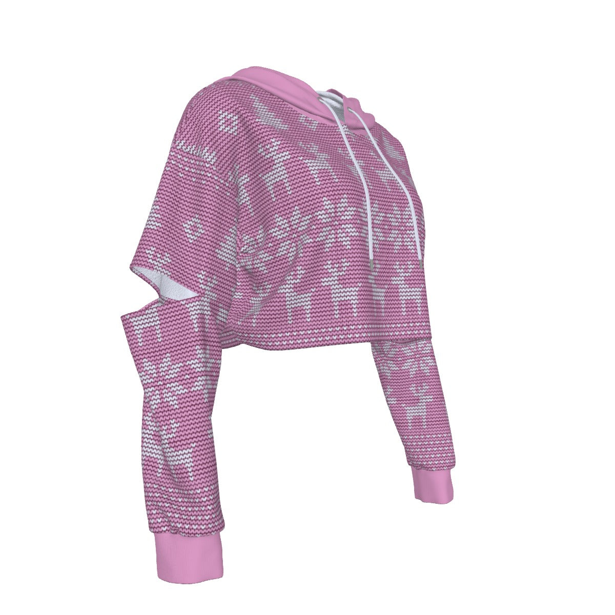 Santa Baby Pink Women's Heavy Fleece Hoodie With Hollow Out Sleeve