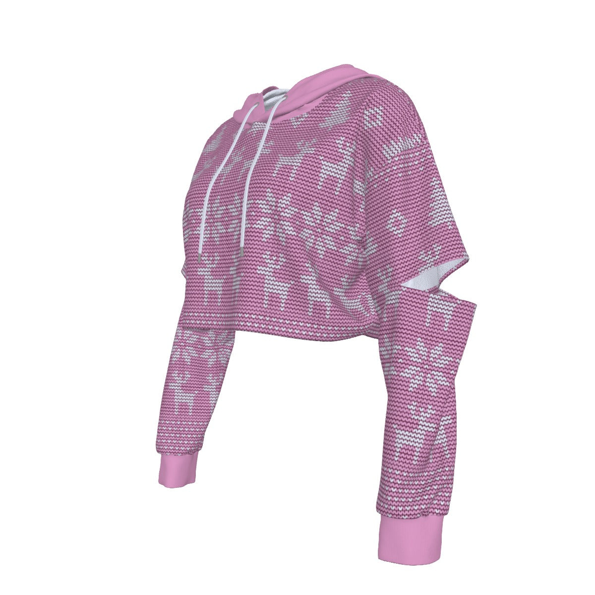 Santa Baby Pink Women's Heavy Fleece Hoodie With Hollow Out Sleeve