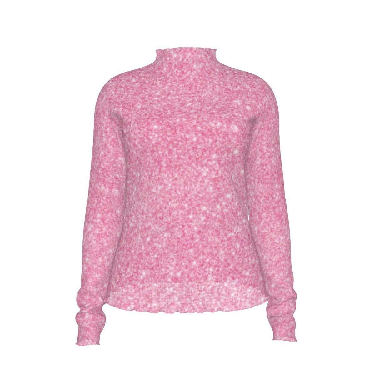 Pink long-sleeve top with a subtle pattern on a white background