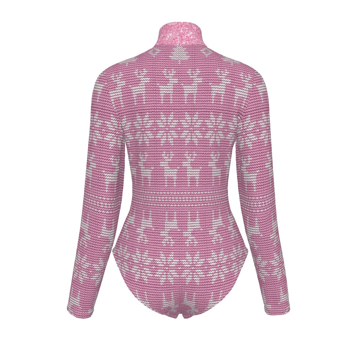 Pink and white patterned long-sleeve shirt on a white background