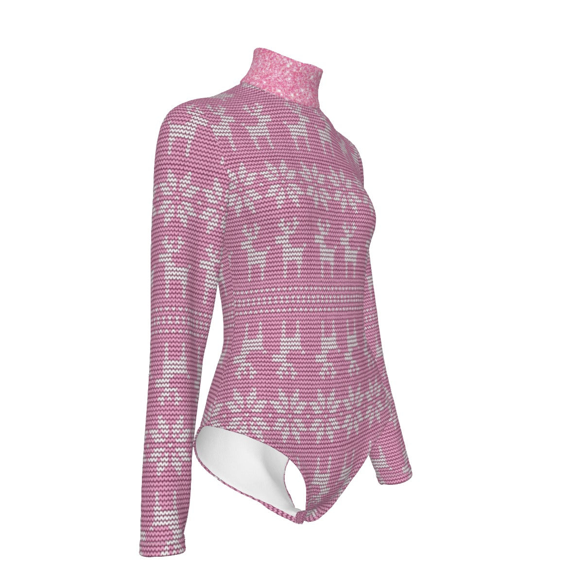 Pink long-sleeve top with a pattern on a white background
