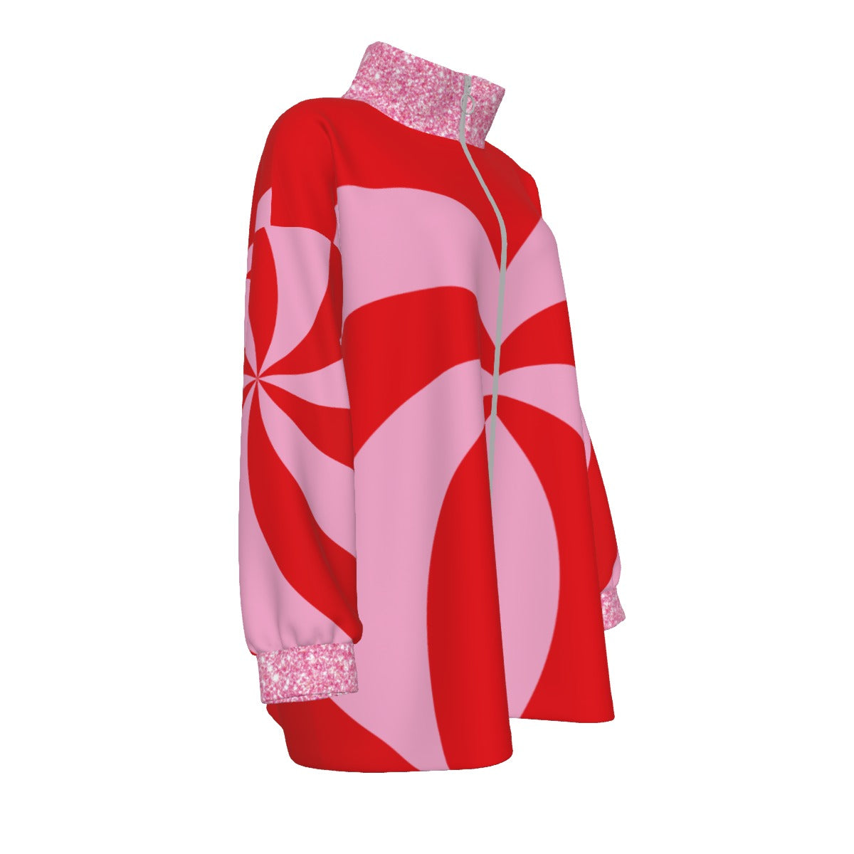 Santa Candy Unisex Borg Fleece Zip-Up Stand Collar Coat