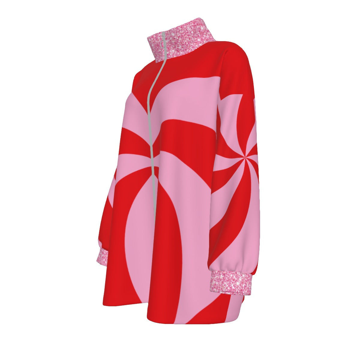 Santa Candy Unisex Borg Fleece Zip-Up Stand Collar Coat