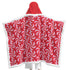 Red and white peppermint patterned hooded blanket on a white background