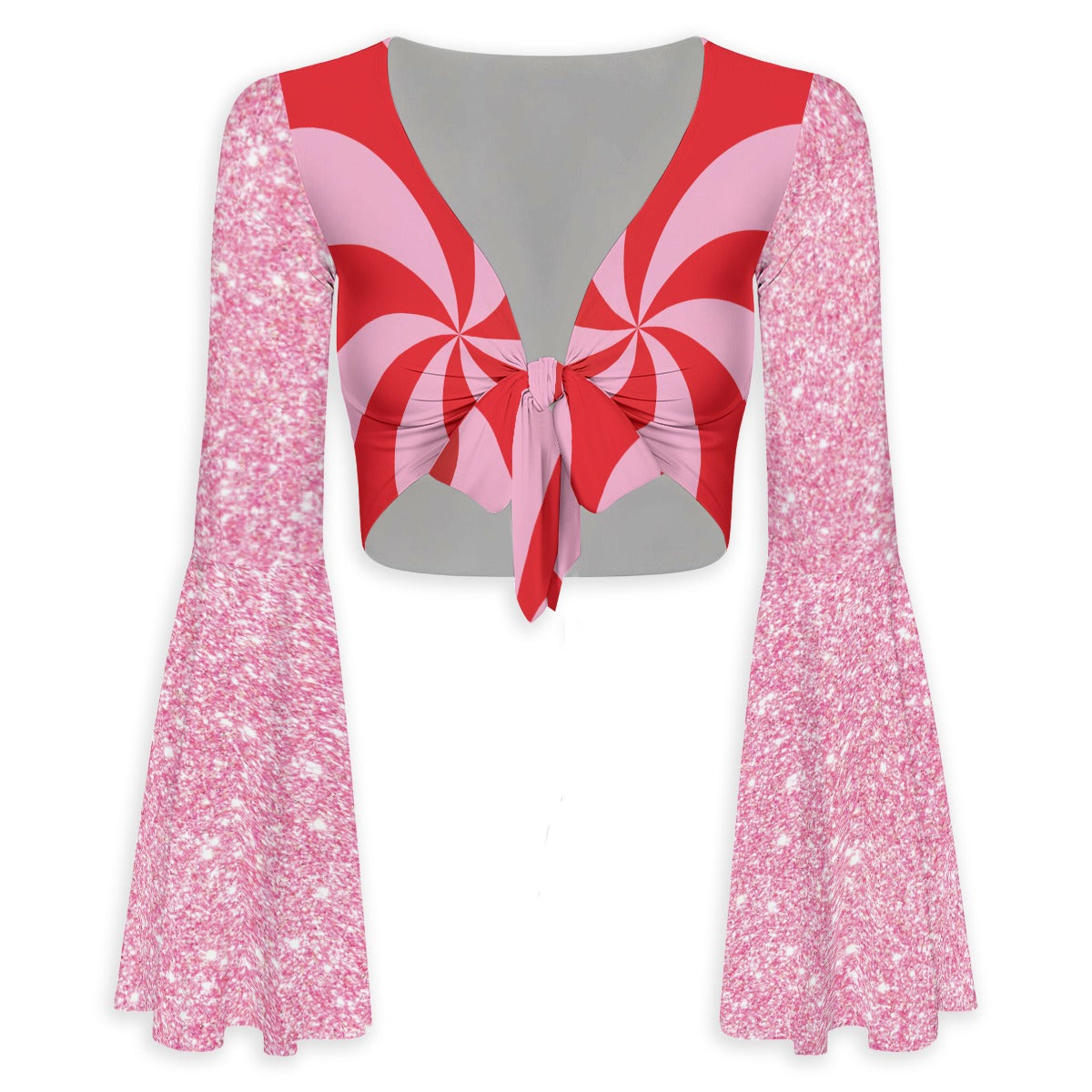 Pink and red top with a bow tie on a white background