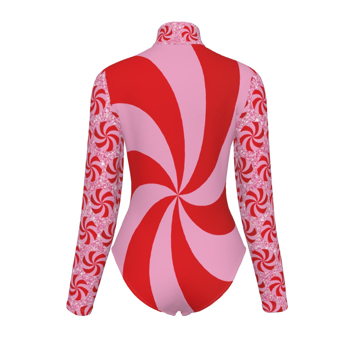 Red and pink patterned long-sleeve top on a white background