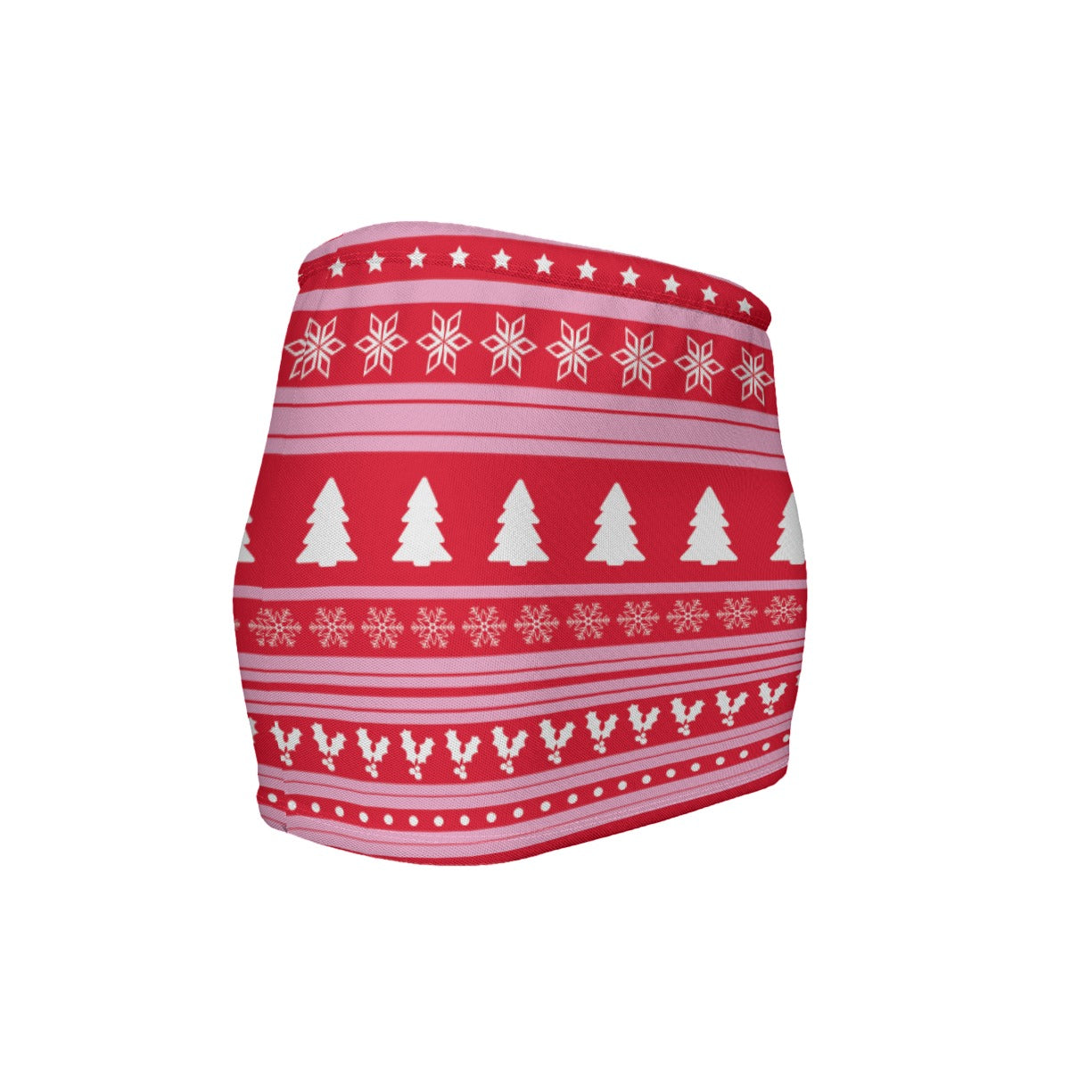 Red and white patterned tube top on a white background