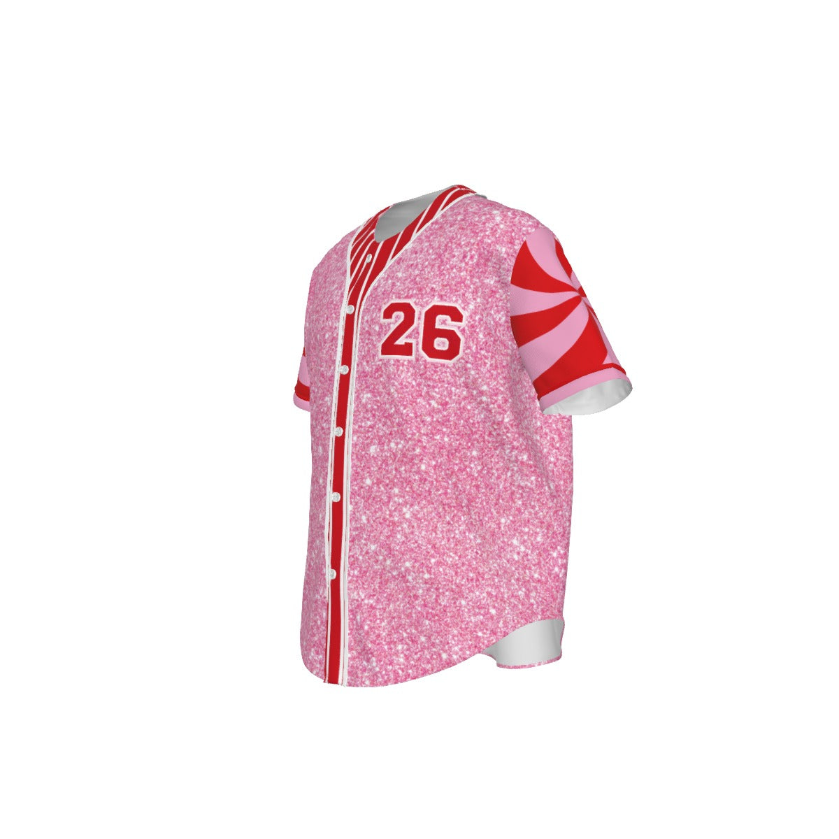 Pink sports jersey with number 26 on a white background