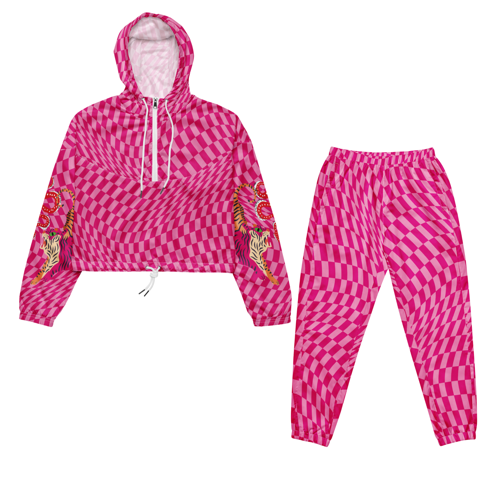Tiger Pink Women’s Cropped Windbreaker & Track Pants Set