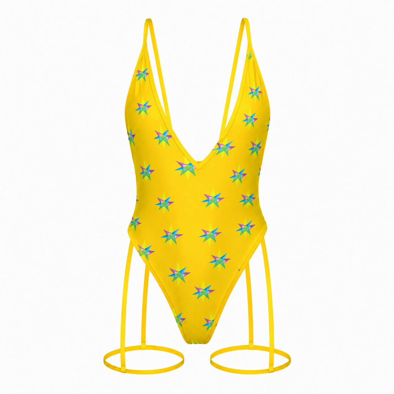Star Yellow Women's Tie One-Piece Bodysuit - Swimsuit