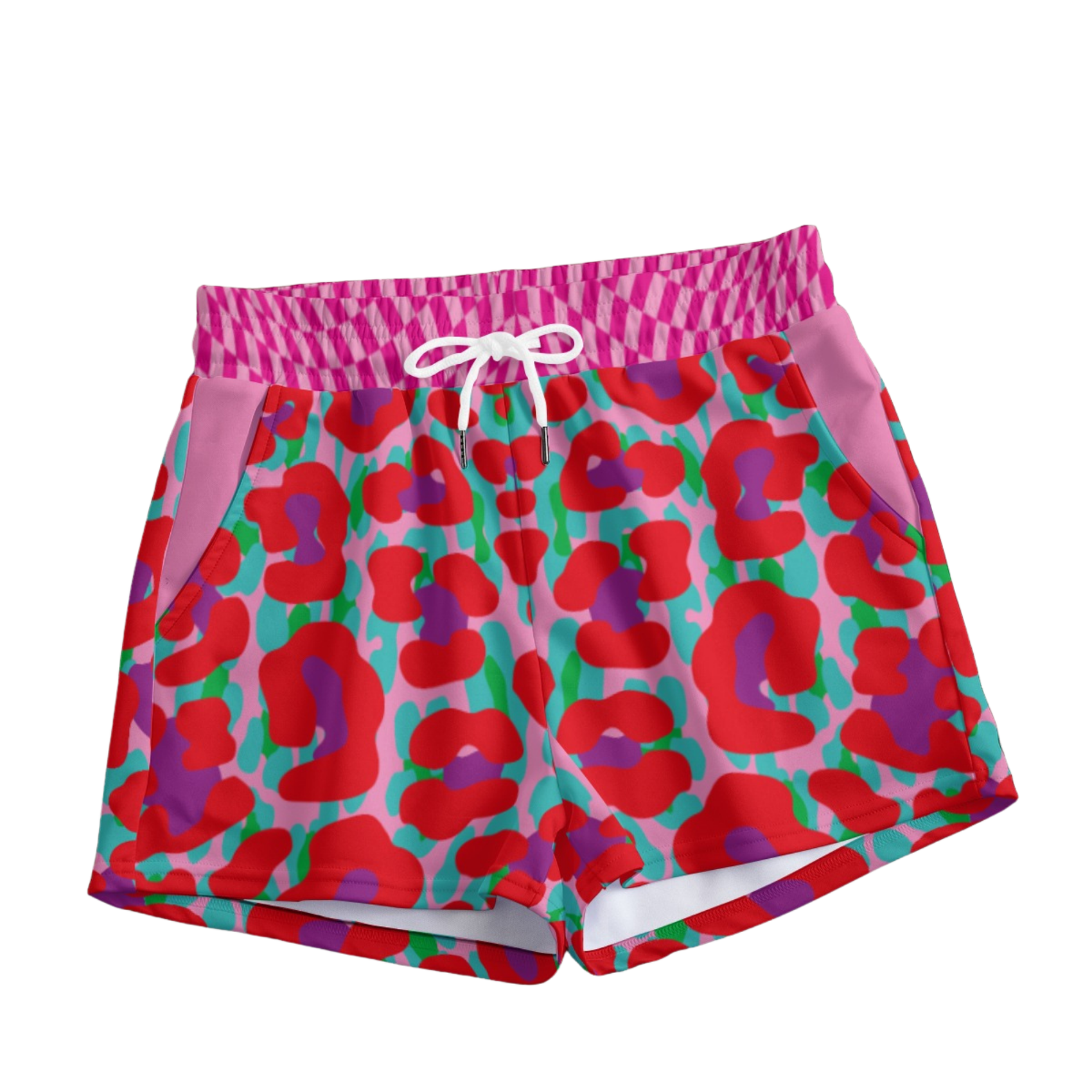 Colorful shorts with a pattern on a white background