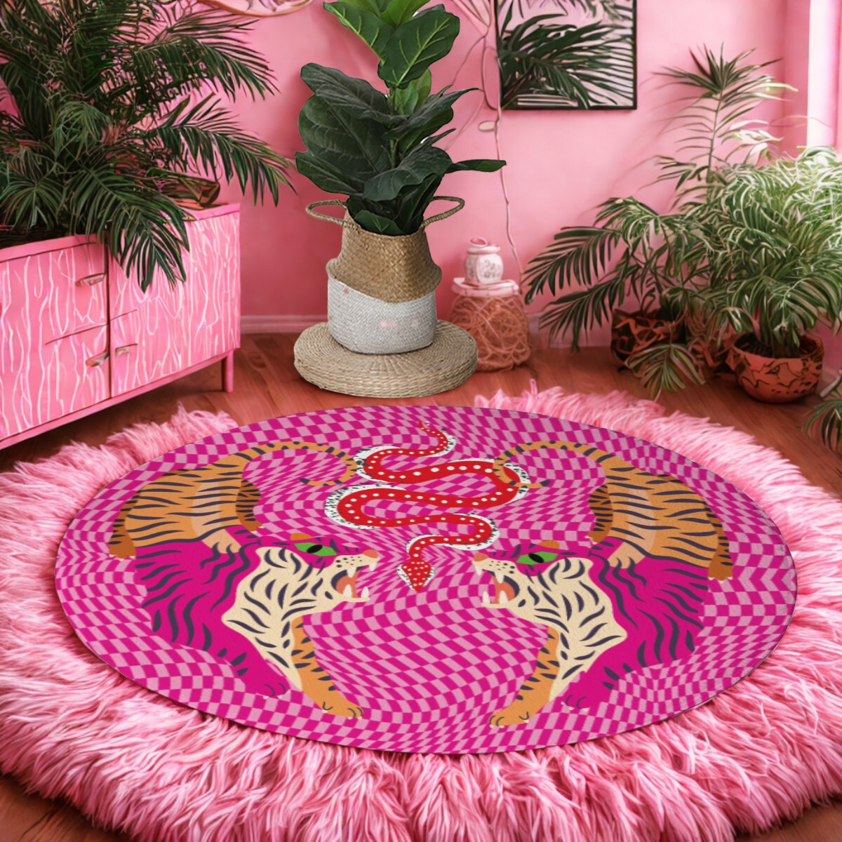 Tiger Balm Pink Pattern Thicken foldable door mat