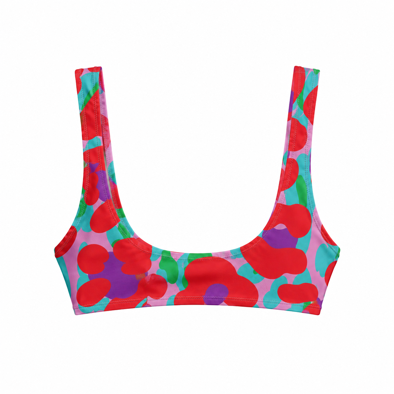 Colorful patterned top on a white background