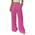 Person wearing pink checkered pants on a white background
