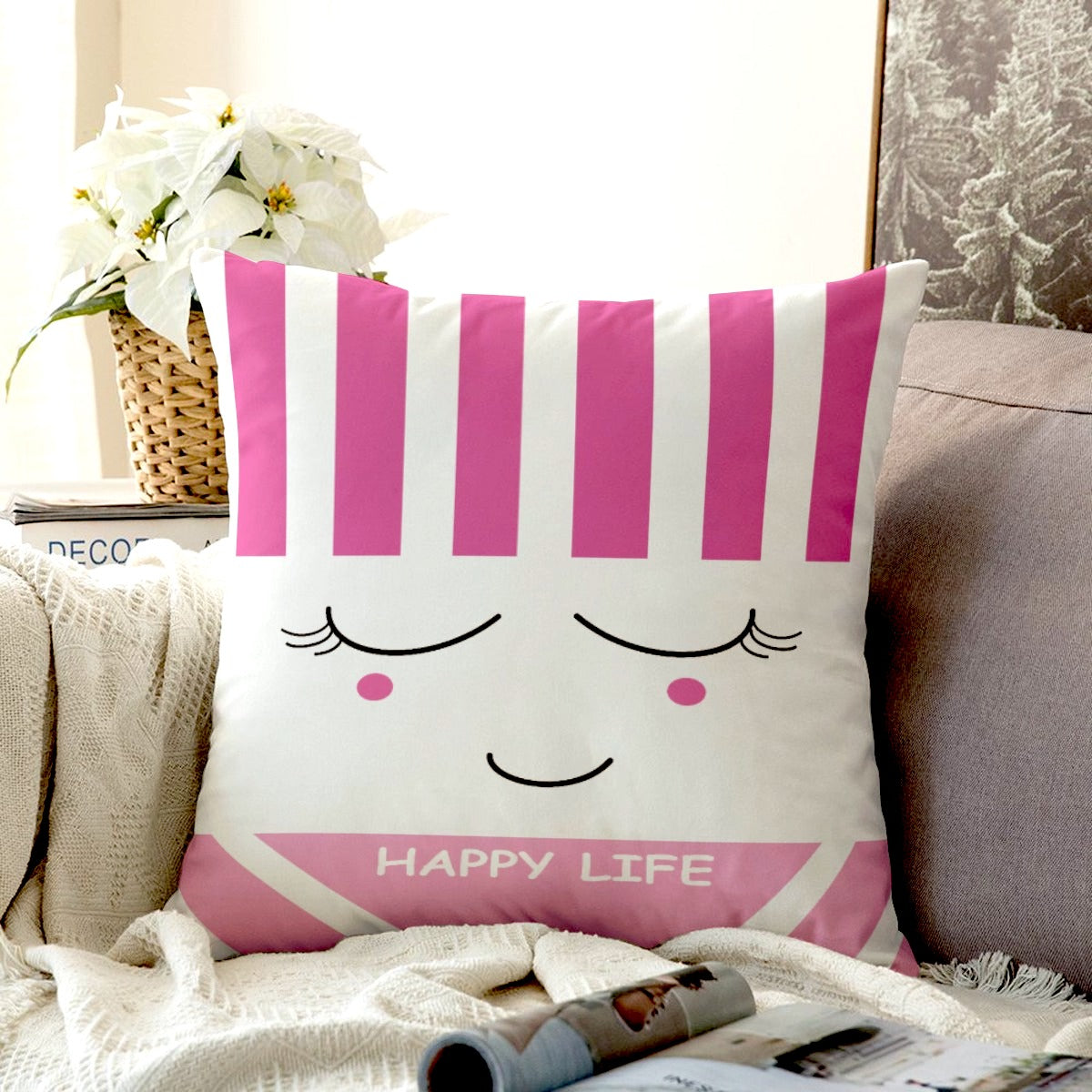 Happy Life Couch Pillowcase