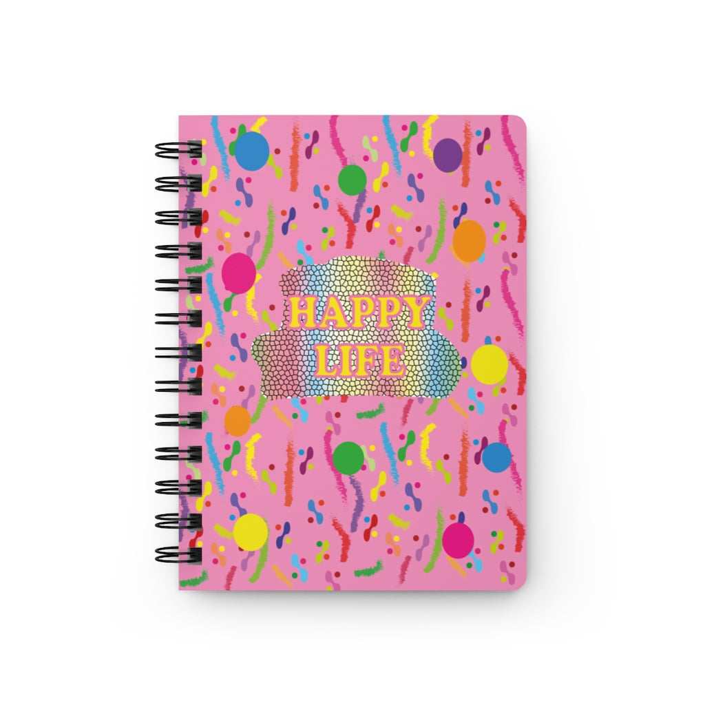 Happy Life Pink Spiral Bound Journal