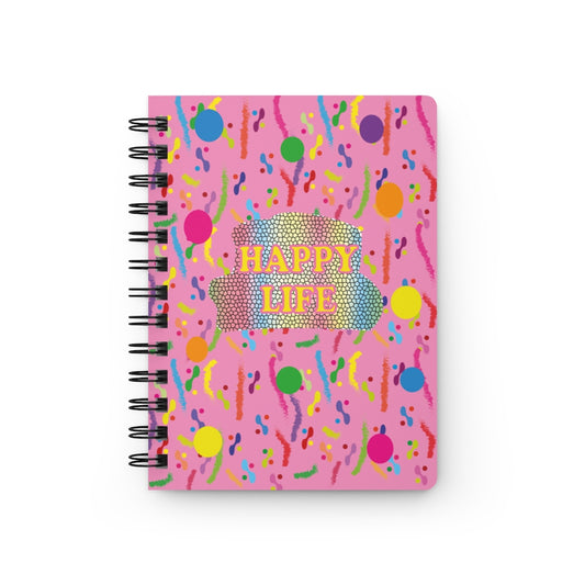 Happy Life Pink Spiral Bound Journal