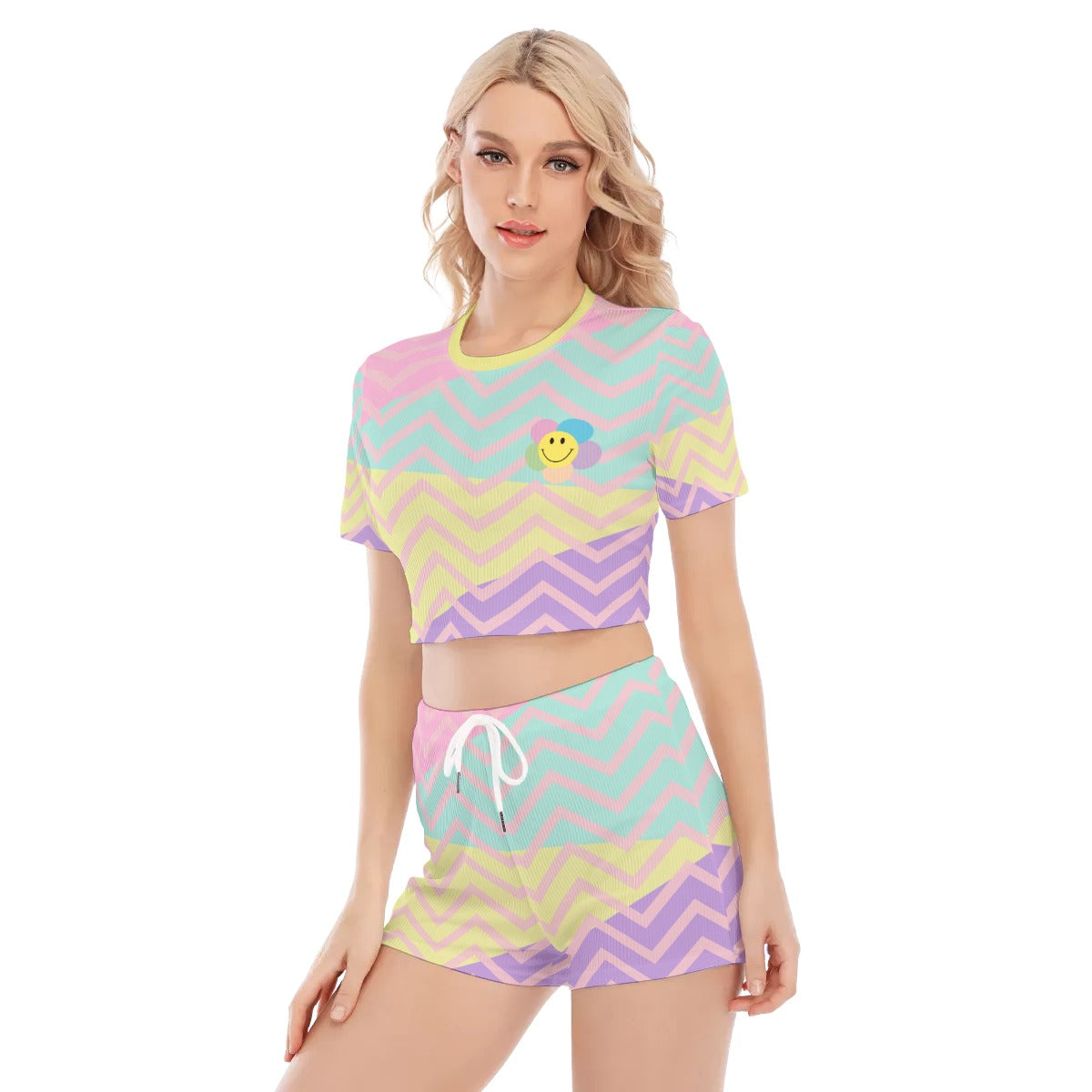 Pastel Smile /  O-neck T-shirt Shorts Suit