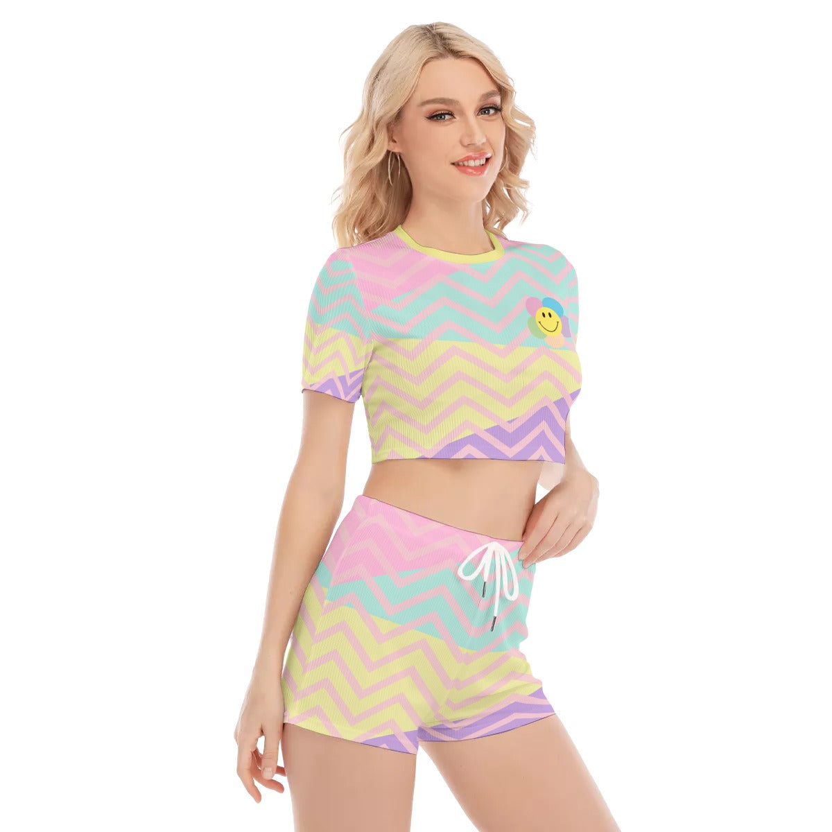 Pastel Smile /  O-neck T-shirt Shorts Suit