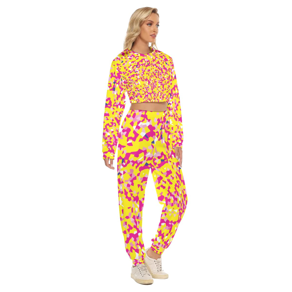 Crack Yellow /  Crop Sweatshirt Suit