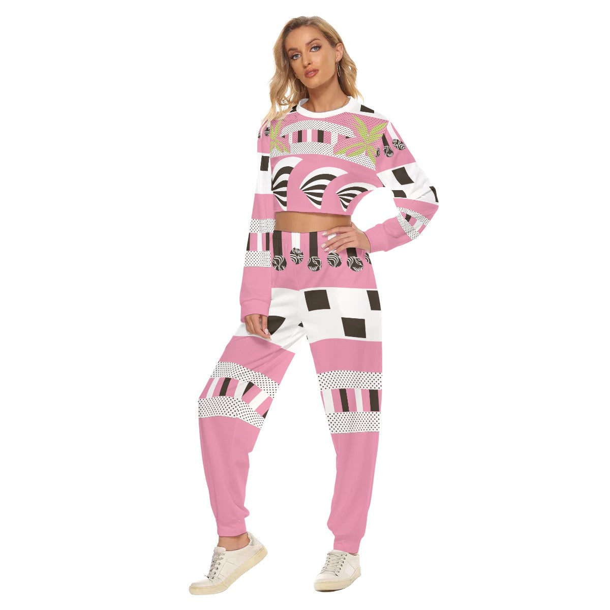 Pink Racer / Crop Sweatshirt Suit