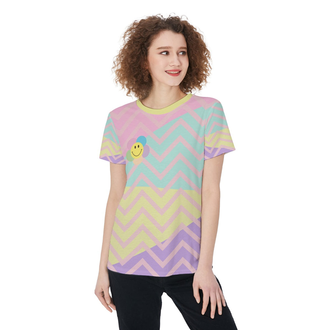 Pastel Smile / Round Neck T-Shirt